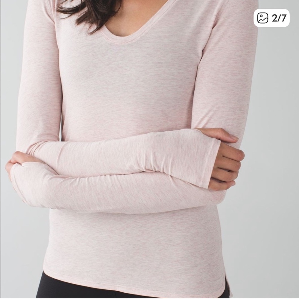 Lululemon Athletica Circadian Long Sleeve Tee Pale Heathered Pink Athletic